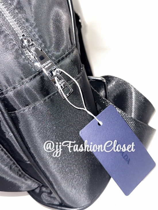 P R A Black Nylon Small Backpack with Chain Accent main image 6
